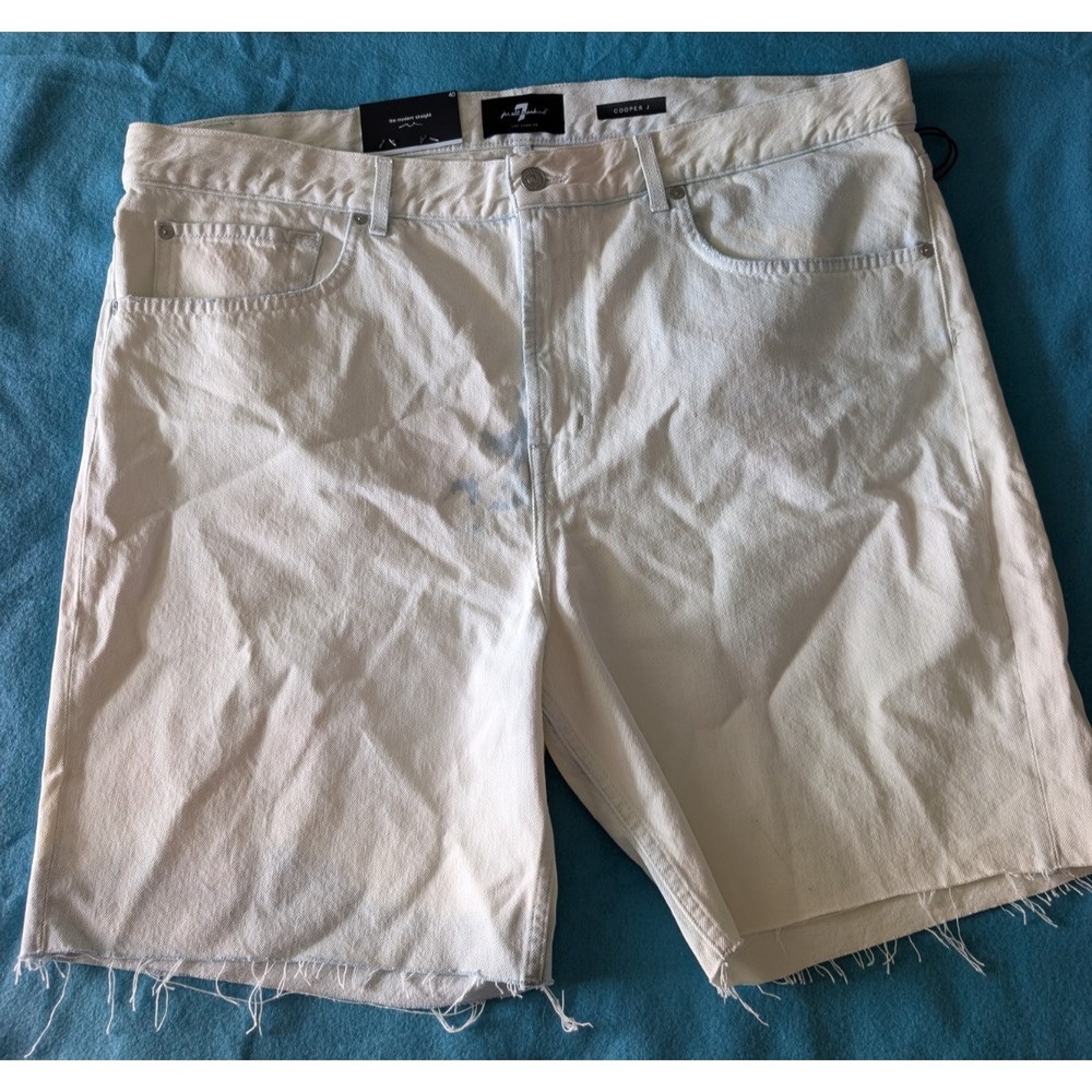 NWT 7 For All Mankind Men's Cooper J Modern Jean Shorts Distressed Cloud Wash 40